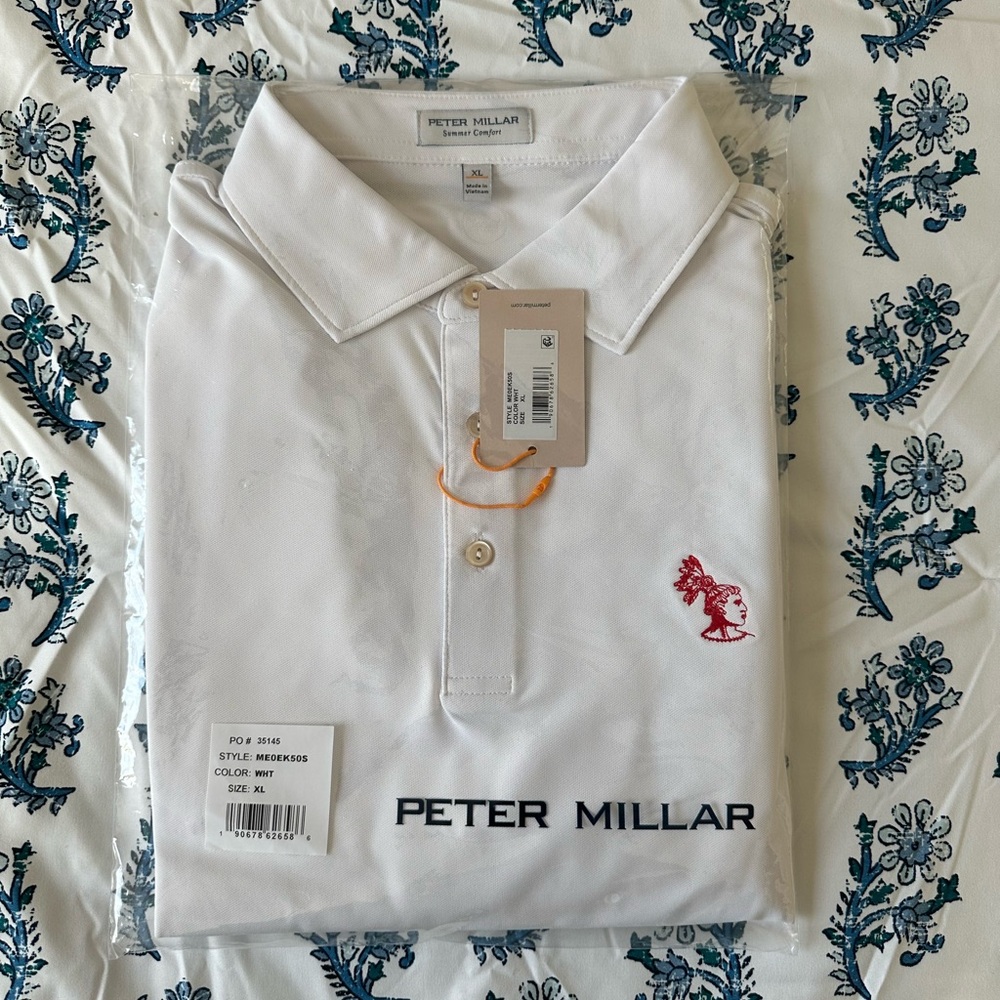 **NWT** Kiawah Island Club, Cassique XL Peter Millar White Polo Shirt